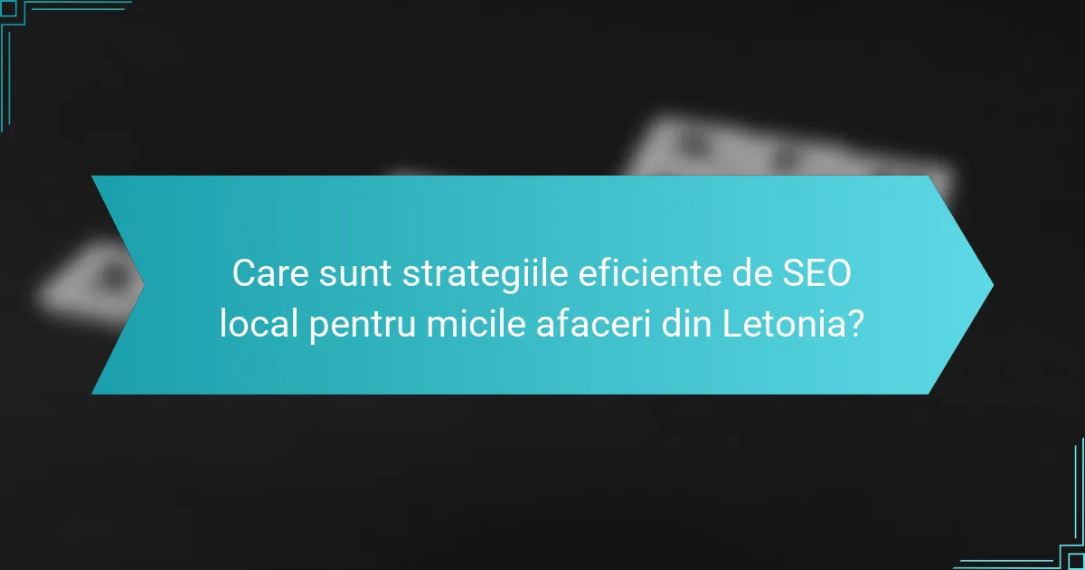 Care sunt strategiile eficiente de SEO local pentru micile afaceri din Letonia?
